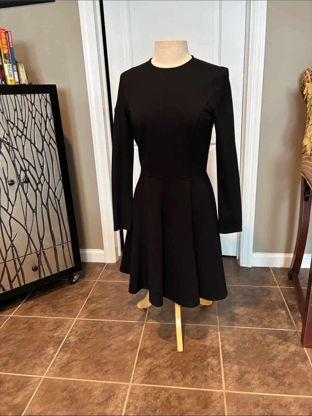 Classic Black Long-Sleeve Fit & Flare Dress